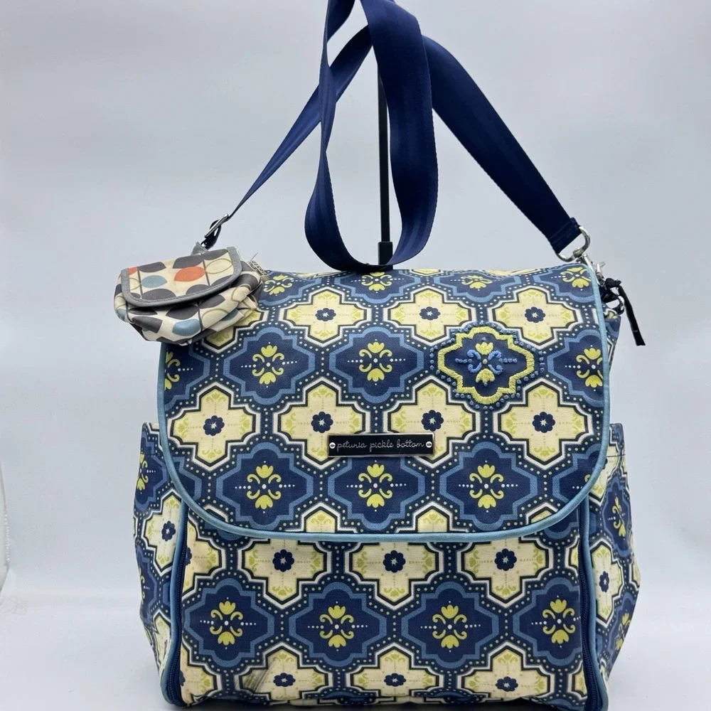 PETUNIA PICKLE BOTTOM Boxy Backpack Diaper Bag Majestic Murano Glazed Canvas Euc
